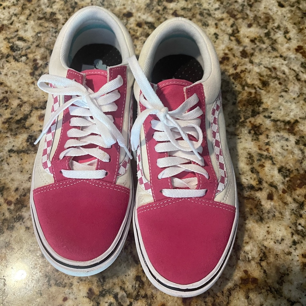 Vans Pink and White Checkered Sneakers